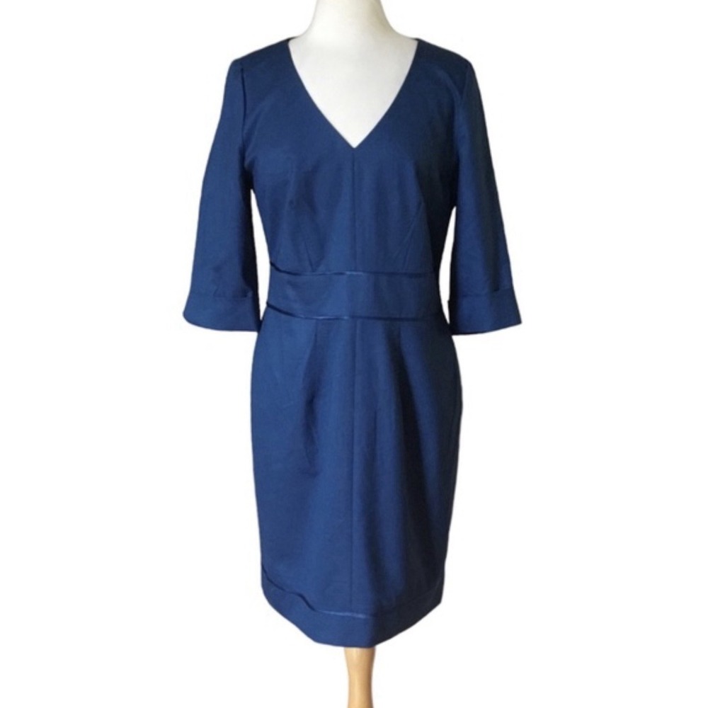 BOSS women's royal blue 3/4 sleeve sheath dress Size 10 Vneck - Picture 8 of 8